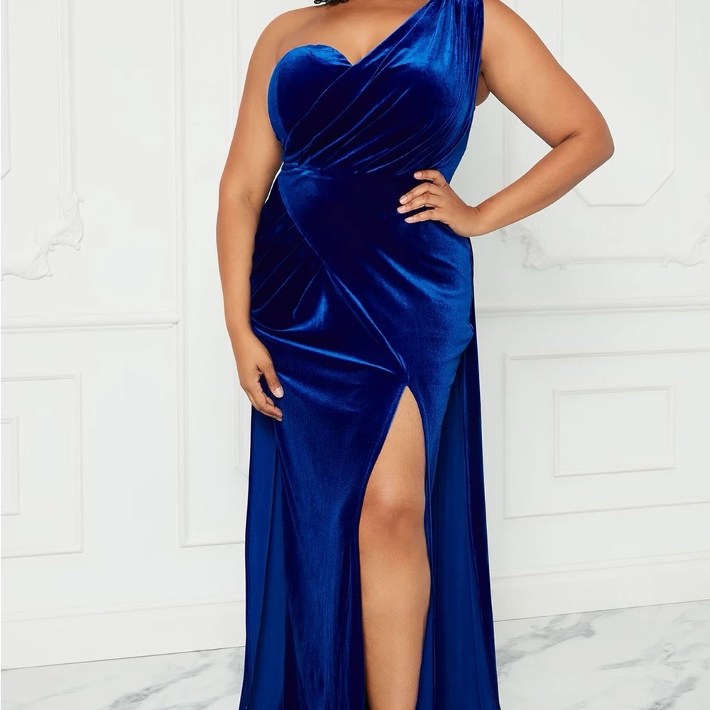 Fashion Nova Royal Blue One-Shoulder Dress